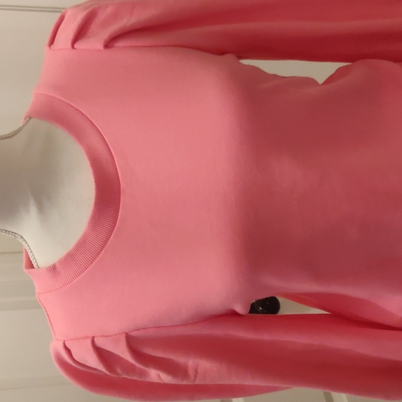 Loft Light Bubblegum Pink Puff Sleeve 100% cotton Sweatshirt Size Xs - Picture 2 of 8